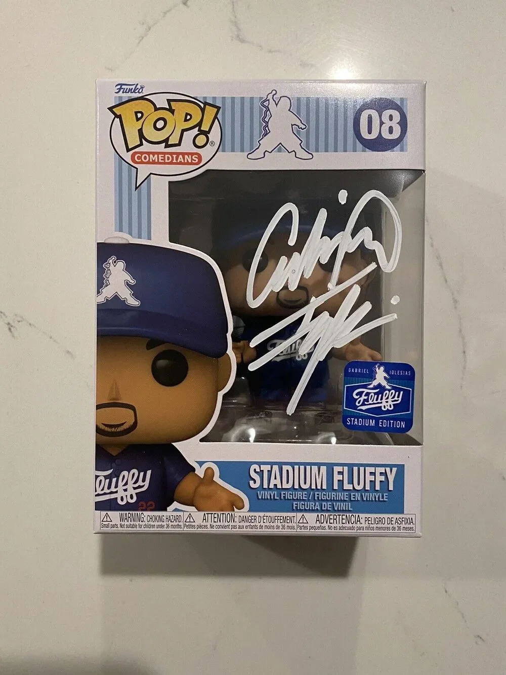 Funko Pop! Gabriel Iglesias Stadium Fluffy Blue Dodger SIGNED Autographed